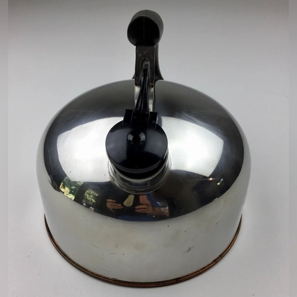 Vintage Paul Revere Ware 2 Qt Copper Bottom Whistling Tea Kettle Pot Stainless